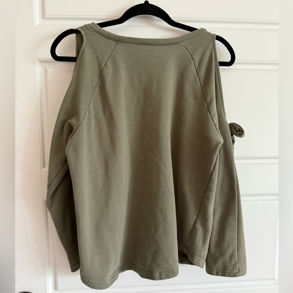 Cable & Gauge Sage Green Cold Shoulder Sweatshirt - Picture 5 of 6